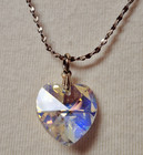 14KGP 20 inch delicate chain necklace sparkling heart pendant & earrings rhinest — photo 9