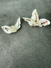 Vintage 1950s Seashell Orchid Clip On Earrings Faux Pearl Rhinestone — photo 1
