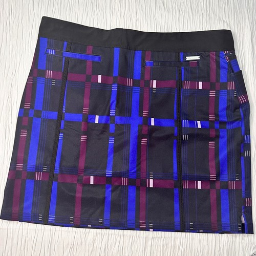 Adidas Golf Skort Tasche Geometriche Nero Blu Viola Poli Misto Donna Medium - Foto 10 di 10