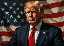 Donald  Trump American Flag AI Generated Photo MAGA President, USA 8X10 Print