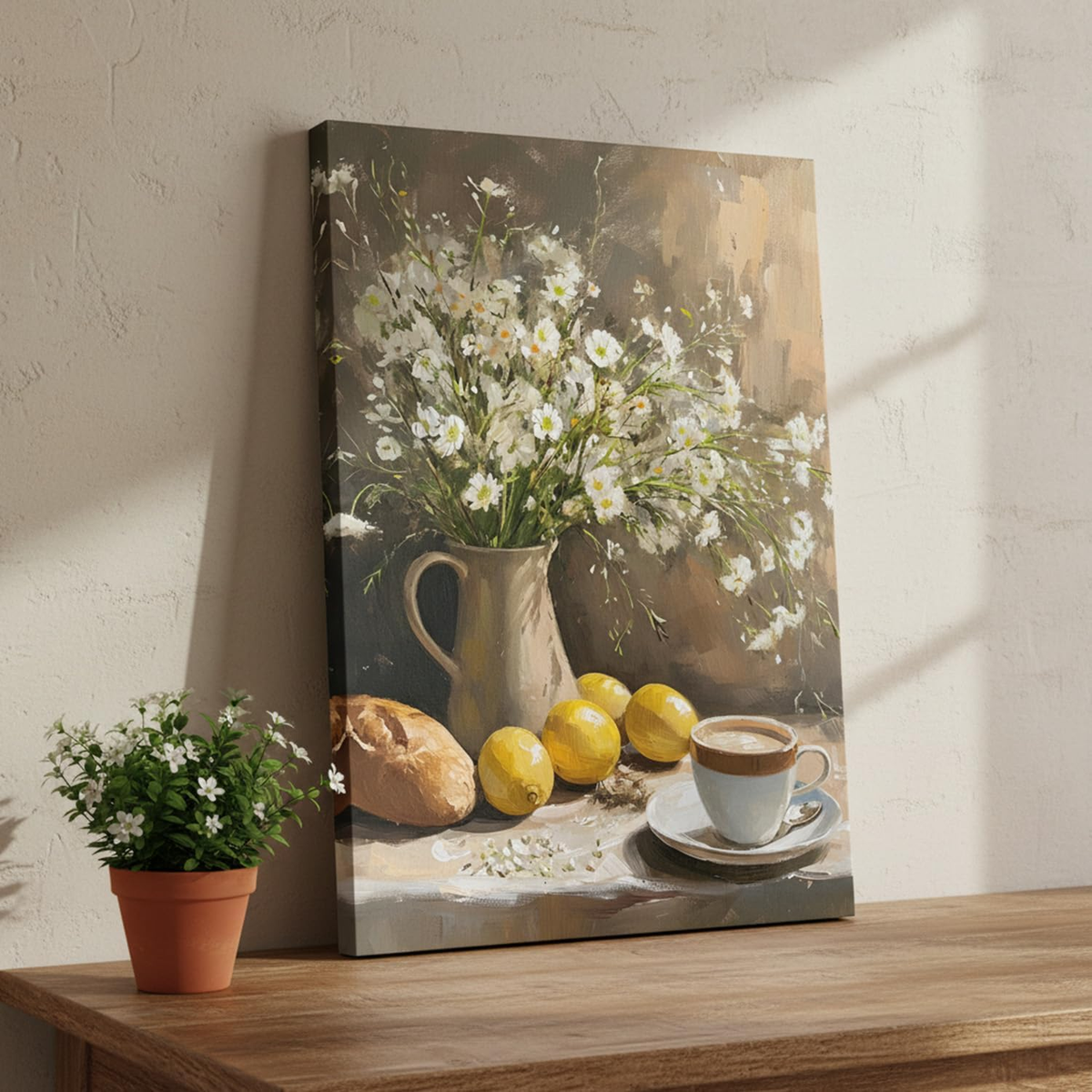 Dazzlewall Ingelijst Vintage Floral Wall Art Poster, Daisy Lemon Keuken Foto's Wand Decor Stilleven Afdrukken voor Slaapkamer Woonkamer 12x16 duim