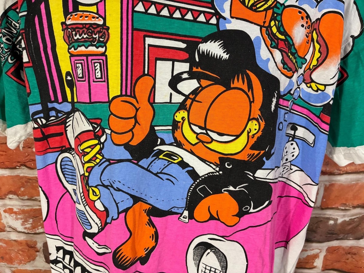 vintage Garfield 90s all over print Freeze shirt sz XL rock n roll 