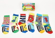 6 Boys Size US 9-1/2 to 13 Dinosaur Socks Sockasaurus United OddSocks Children