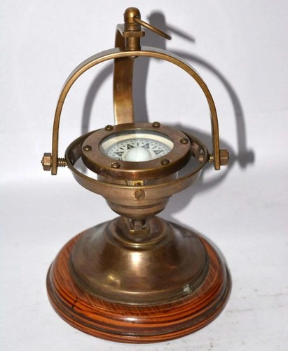 Antique brass nautical gimbal compass vintage ship's binnacle gimballed compass. - 第 1/6 張圖片