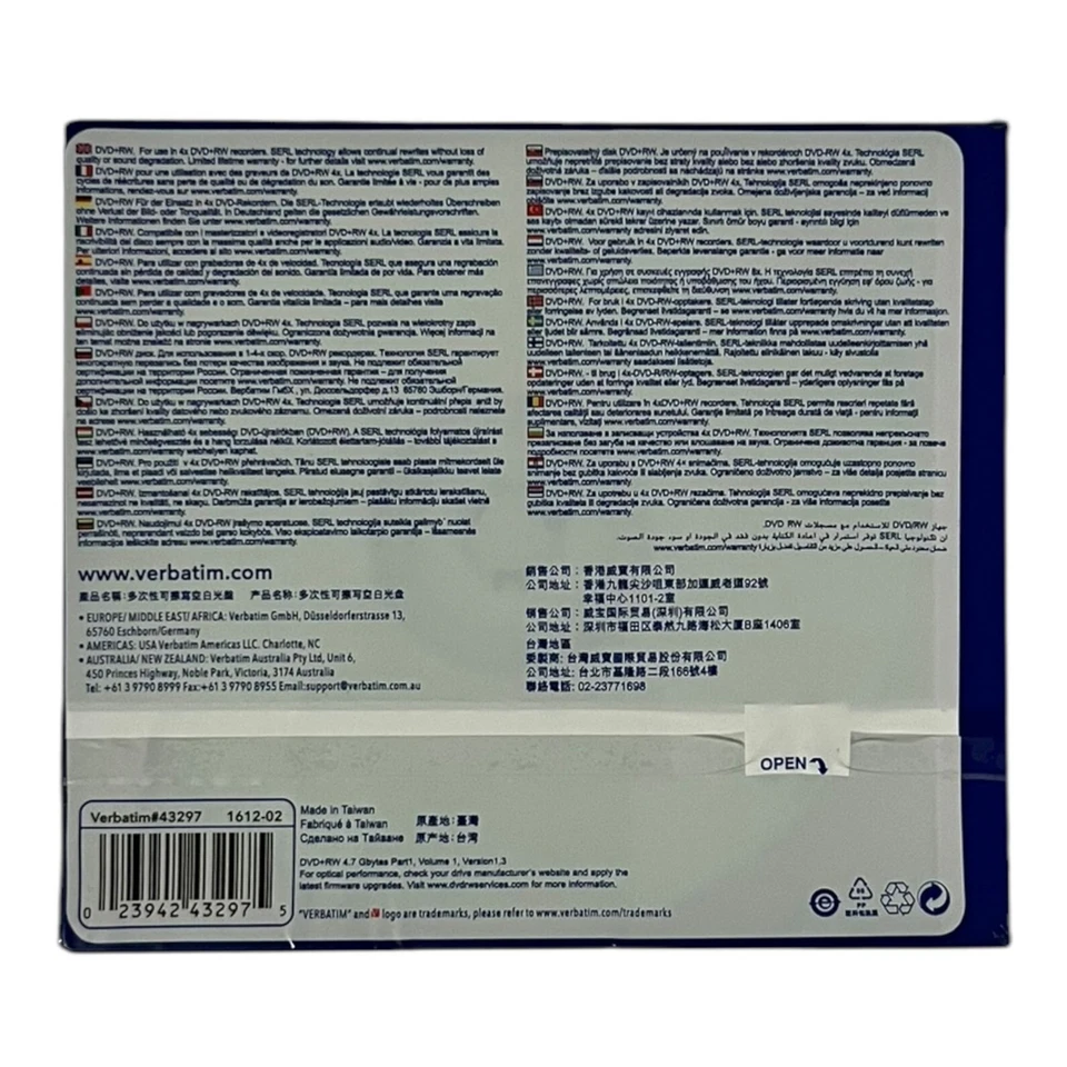 Verbatim DVD+RW Rohling 5 Farben 4,7GB 120min 5 Stück NEU & OVP - Bild 2 von 2