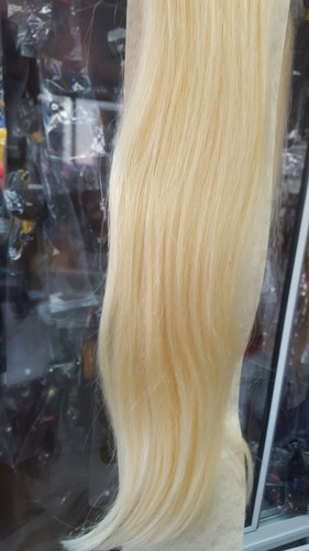 20 ZOLL RUSSISCHER CLIP IN REINEM MENSCHLICHEM HAAR 7 STÜCK REINES BLOND 60# 120g GERADE 12A - Bild 2 von 8