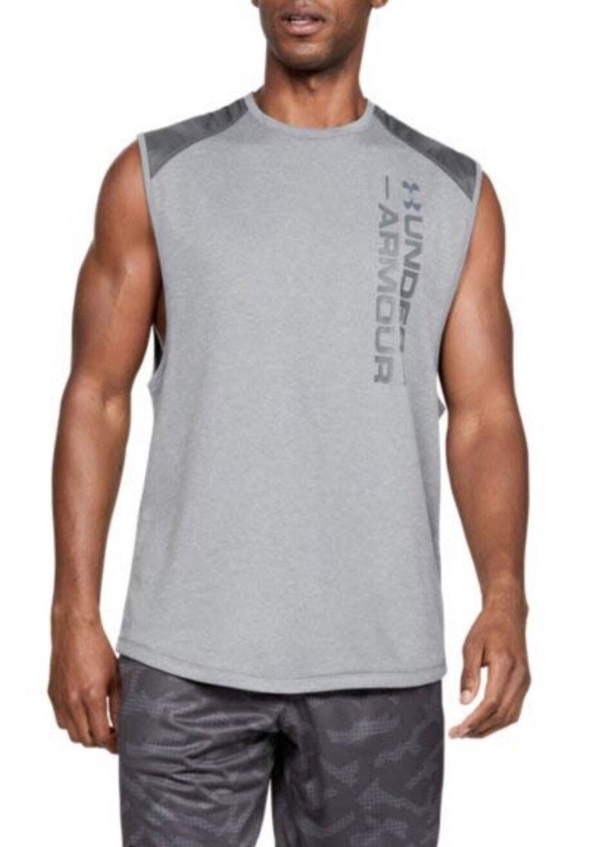 Under Armour Mens Mod Gray Sz 2xl Sleeveless Mk1 Terry Tank