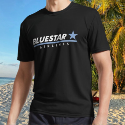 New Shirt Bluestar Airlines - Wall Str - Active Logo T-Shirt Funny Size S to 5XL