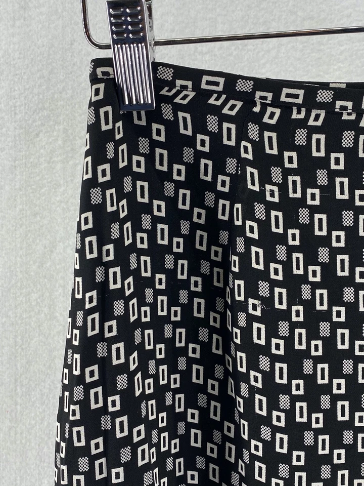 Falda Charter Club 8P 100 % seda forrada longitud más larga negra blanca usada en excelente estado (W4905-C7) Foto 4 de 4