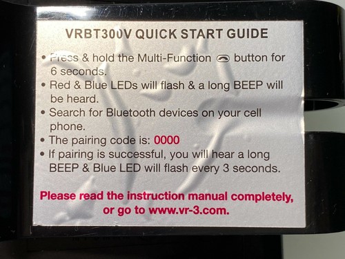 VR3 VRBT300V Bluetooth Visor-Mounted LCD Car Wireless Hands-Free Speaker 2.C1 - Picture 10 of 13