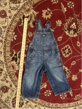 Vintage OshKosh Blue Denim Cargo Carpenter Overalls Size 24 Months
