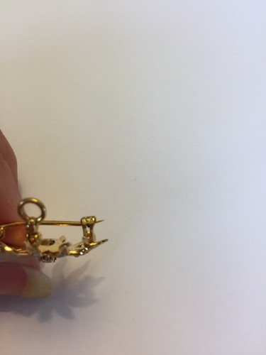 Victorian 10 Karat Gold Diamond And Seed Pearl Brooch Pendant - Picture 5 of 5