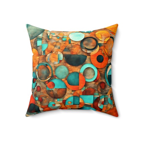 Almohada arte moderno círculos de colores brillantes sobre fondo envejecido - Imagen 6 de 14