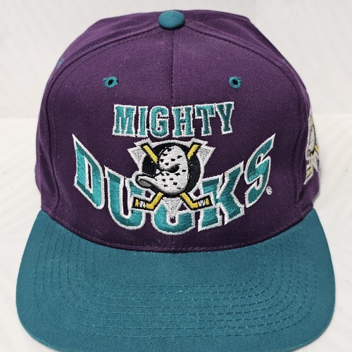 Vintage Anaheim Mighty Ducks Disney NHL Snapback Hat G Cap 90s Twill Purple - Picture 2 of 12