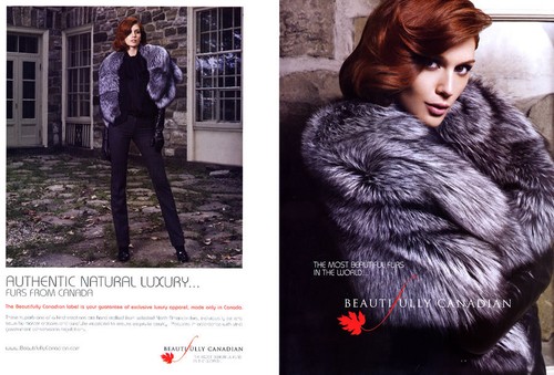 2007 wunderschön kanadischer Pelz Luchs Biber Fuchs Chinchilla Mantel 6-seitig MAGAZINANZEIGE - Bild 1 von 3