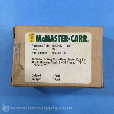 McMaster-Carr 92805A194 Socket Head Flat Top Screw Box of 25 0319