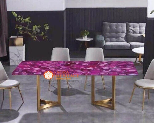Pink Agate Table Tops,Kitchen And Dining Center Table Top Home Interior Decor - Image 2 of 4