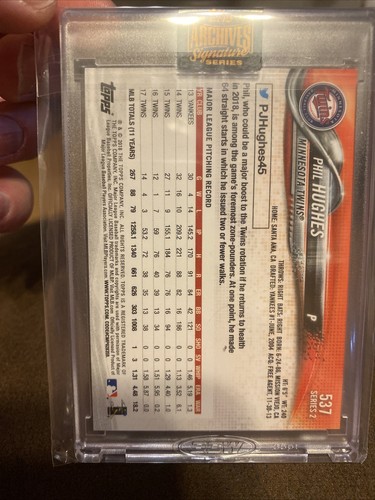 Phil Hughes 2022 Topps Archives Signature Series Auto 5/28 Minnesota Twins - Picture 3 of 3