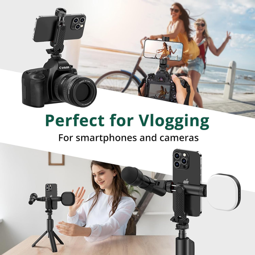ATUMTEK Phone Tripod Mount, Universal Smartphone Mount Adapter with 2 Cold Shoe - Picture 7 of 12