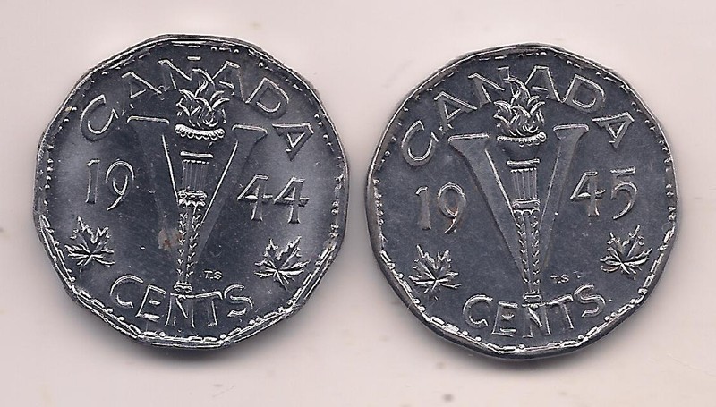 1944 & 1945 Canada  Five Cent--Fabulous Details !!