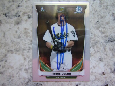 A's Trace Loehr Signed Autographed 2014 1st Bowman Chrome Mint