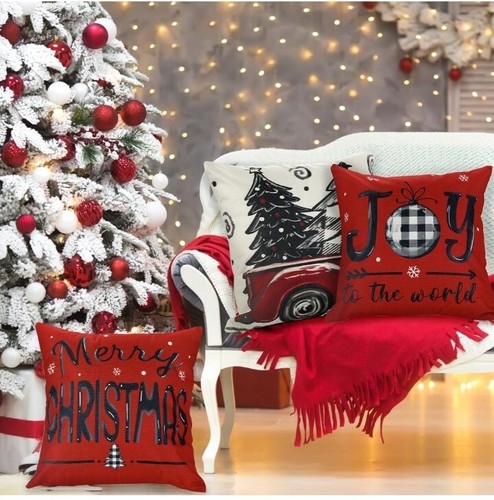 4 Fundas Decoradas Para Almohadas De Sofá De Navidad Holidays 18X18 - Picture 2 of 3