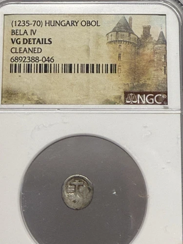 **MEDIEVAL SILVER** Infamous King Bela IV 1235-1270AD Hungary Obol Coin NGC VG