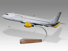 Airbus A320 Vueling Desk Wood Airplane Model New Small Scale 1/130