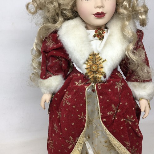 Brass Key Collectibles Porcelain Doll Victorian Girl In Winter Christmas 16” - Picture 5 of 11