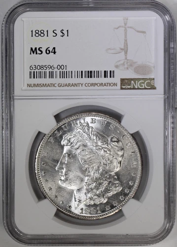 1881 S Morgan Silver Dollar NGC MS64 Blast White GEM Quality Coin Amazing Luster
