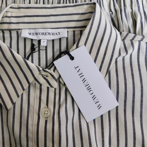 ¡¡NUEVO CON ETIQUETAS!! Camisa Popover WEWOREWHAT Sin Mangas Antigua Blanca a Rayas Recortada Pequeña - Imagen 11 de 16