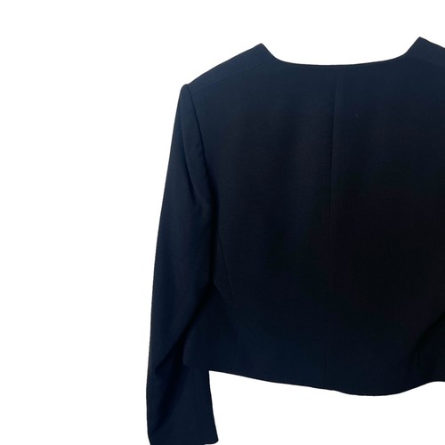 BOSS Hugo Boss Jisuneri Cropped Blazer Jacket Fitted Collarless Lined Black US 8 - Picture 8 of 11