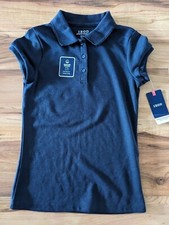Izod Uniform Schoolwear Girls M 10/12 Short Sleeve Navy Polo Shirt