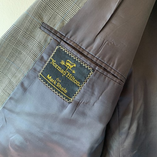 Norman Hilton Double Breasted Blazer Men 39L Peak Lapel Wool Grey Plaid VTG 90's - Picture 8 of 10