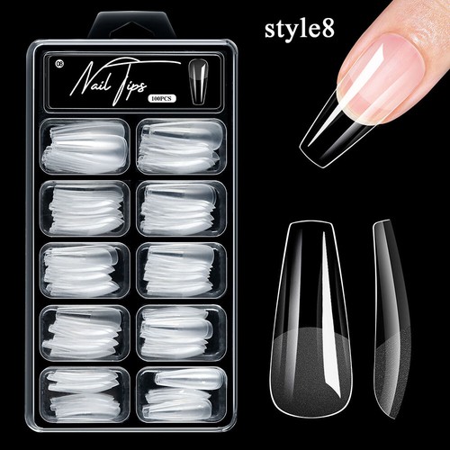 100Pcs/Box Full/Half Cover False Nail Tips Full Cover Fake Nail Extension UK - Picture 32 of 34
