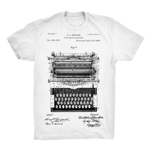 Mighty Circus Typewriter 1896 Patent T-Shirt, 100% Soft Cotton - Picture 3 of 8