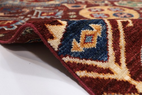 7 x 10 ft Maroon color Afghan Hand Knotted Wool Area Bedroom living room Rug - Picture 8 of 14