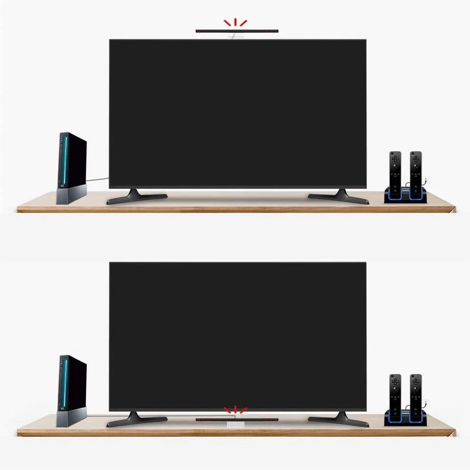 For Nintendo Wii & Wii U Sensor Bar Console Wired Infrared Ray IR Motion Stand - Image 3 of 4