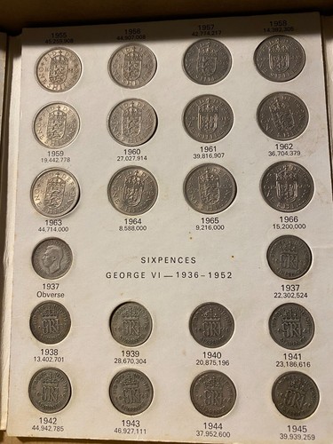1937 1966/7 Coin Collector Folder Sandles Silver Shilling Sixpence Complete 1952 - Picture 2 of 11