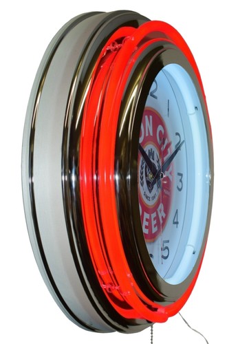 15" Iron City The Beer Drinker's Beer Double Neon Clock Man Cave Decor (Red) - Picture 3 of 6