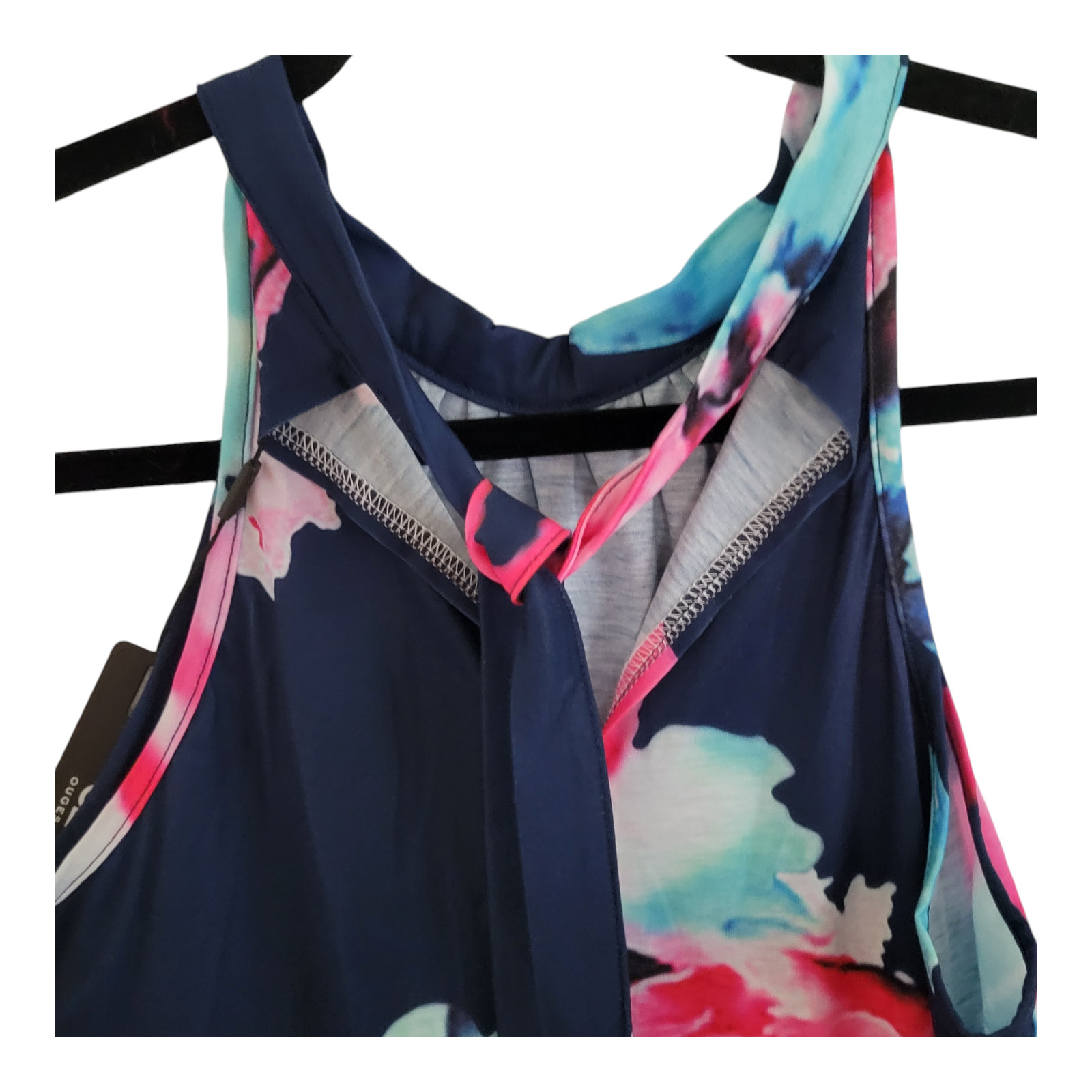 OE Ouges Watercolor Abstract Floral Halter Dress … - image 6