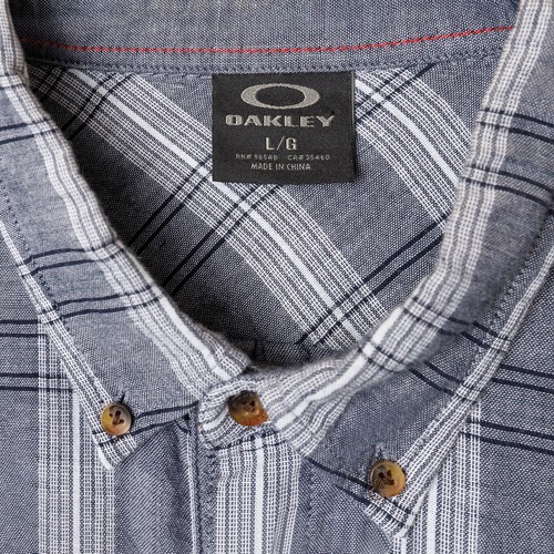 Oakley Shirt Mens Large Flannel Long Sleeve Button Up Grey Plaid - Picture 7 of 10