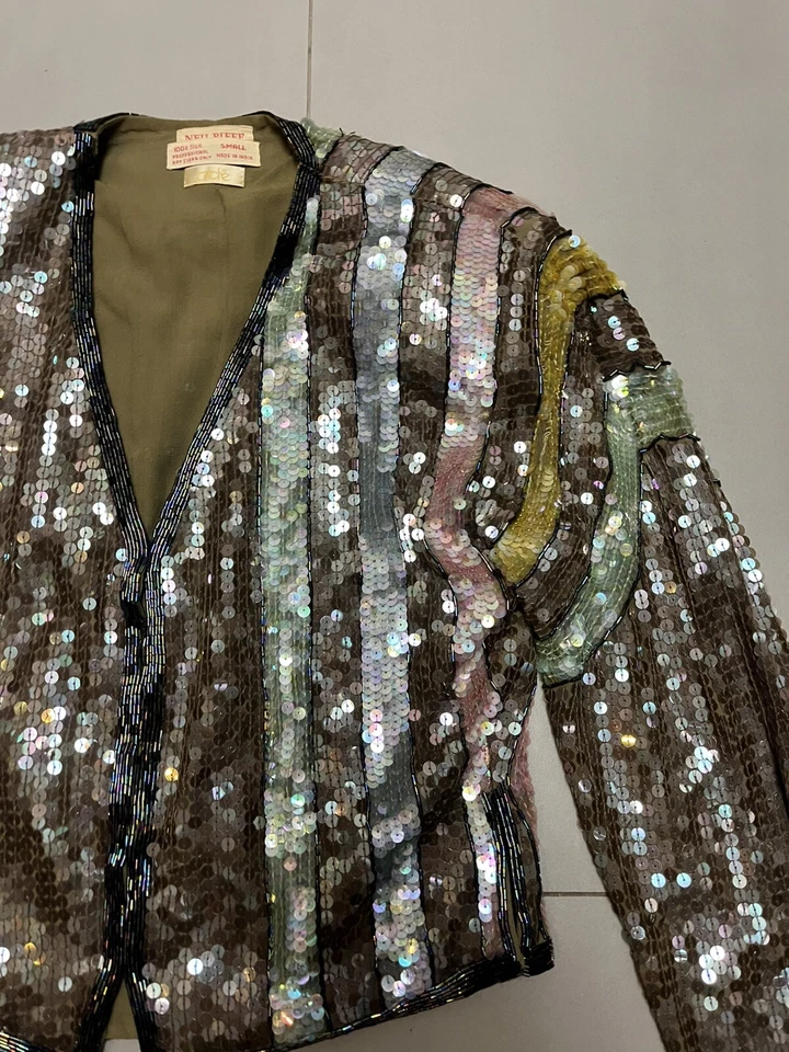 Juego de 2 piezas de lentejuelas vintage Cache de Neil Bieff talla pequeña Foto 4 de 4