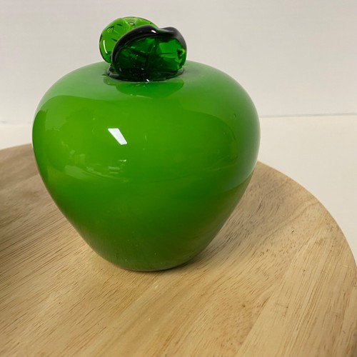 Lote DE 2 Piezas de Fruta de Vidrio Verde Soplado Vidrio Manzana y Melón 5" - Imagen 7 de 16