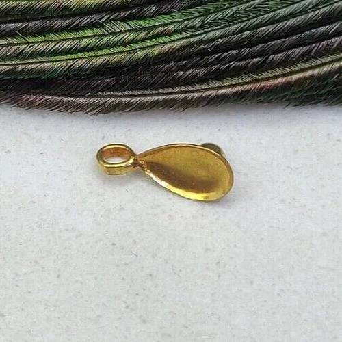 Обработанный зеленый оникс 18k золото желтое золото груши подвеска подвеска День святого Валентина подарок - Изображение 4 из 4