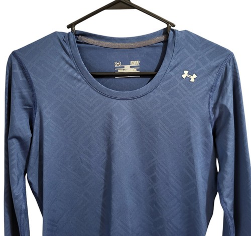 Under Armour Running Top Women's Size S Heat Gear Fitted Long Sleeve Navy Blue - Picture 2 of 15