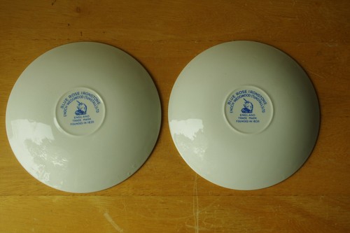2 Saucers, Enoch Wedgwood Tunstall, Blue Rose Ironstone, 5 1/2", Scalloped Edges - Picture 5 of 8