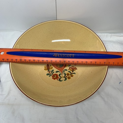 Vtg Taylor Smith Taylor REVEILLE Rooster Serving Bowl 9" Red Rim MCM - Picture 4 of 6