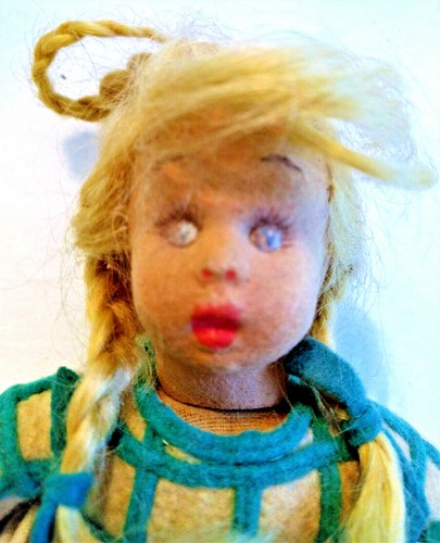 LENCI SWEEPER DOLL Torino Italy 1936 Turquoise Felt Dress Original Clothing RARE - Picture 4 of 12