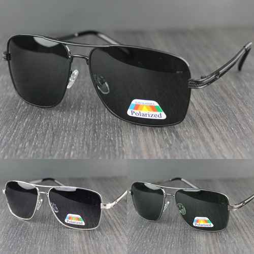 Classique Métal Carré pilot Cadre Lunettes de Soleil Polarisées UV400 Protection